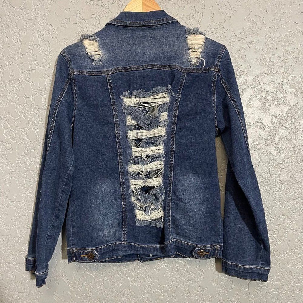 Machine Shredded Denim Jacket - Picture 3 of 9